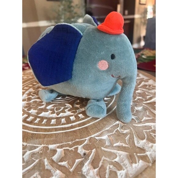 Moulin Roty Blue Elephant Plush Rattle Bells Les Toupitis Baby Stuffed Animal - Picture 4 of 8